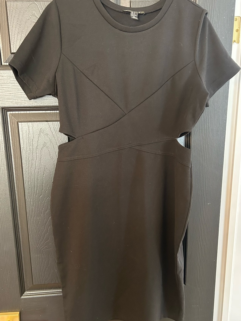 Forever 21 Black Short Sleeve Cutout Bodycon Mini Dress